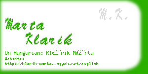 marta klarik business card